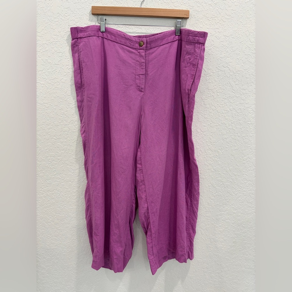 J. Jill Love Linen Purple Cropped Pants Size 3X